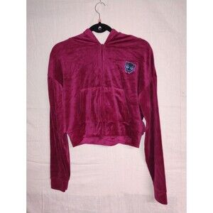 Marvel Wakanda Forever Velour Zip Raspberry Hoodie Cropped Medium